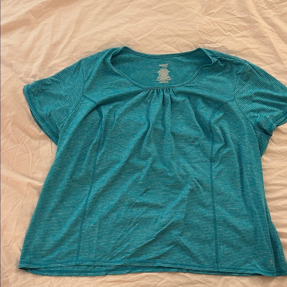 Danskin Teal Striped Short Sleeve Tee